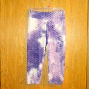 Purple/WHITE "TIKTOK" style elastic waist Capri pants *@Size: S/M *See pics PLZ*